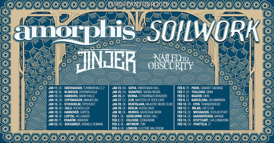 Amorphis, Soilwork, Jinjer & Nailed to Obscurity live in Munich, January 30. 2019