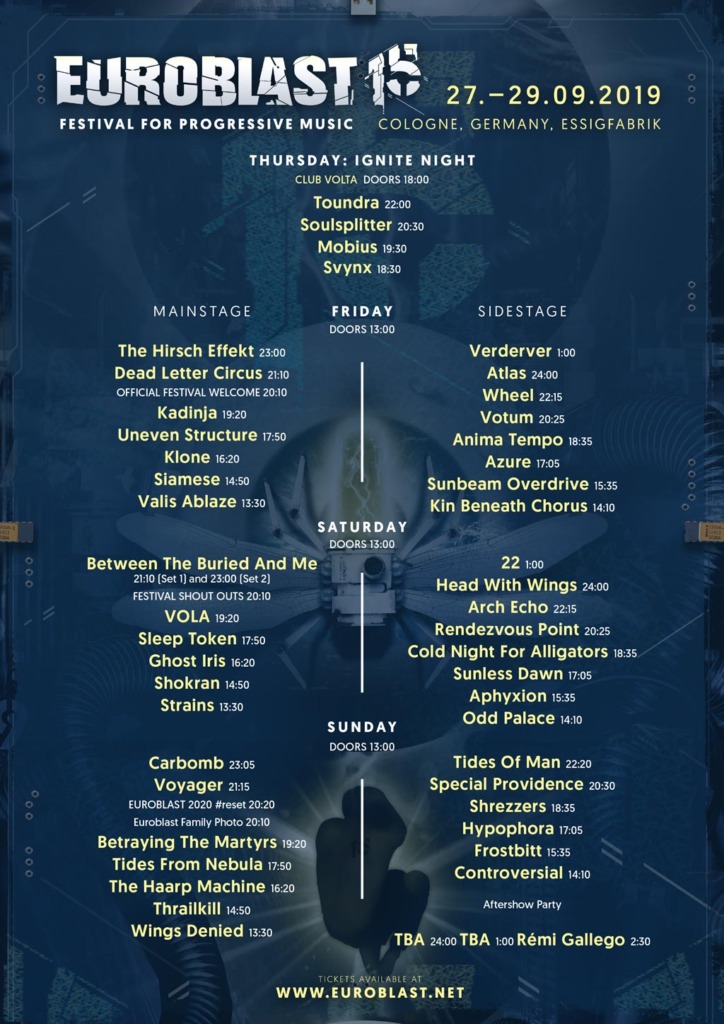 Euroblast 2019 running order